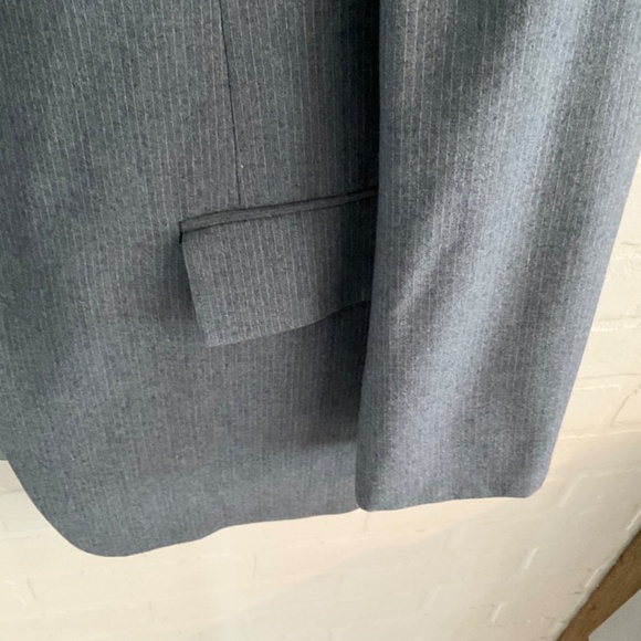Vintage Men/Unisex Blazer Blue/Gray/Teal Pinstripe 100% Wool Sz 42L Oversized - Picture 4 of 12